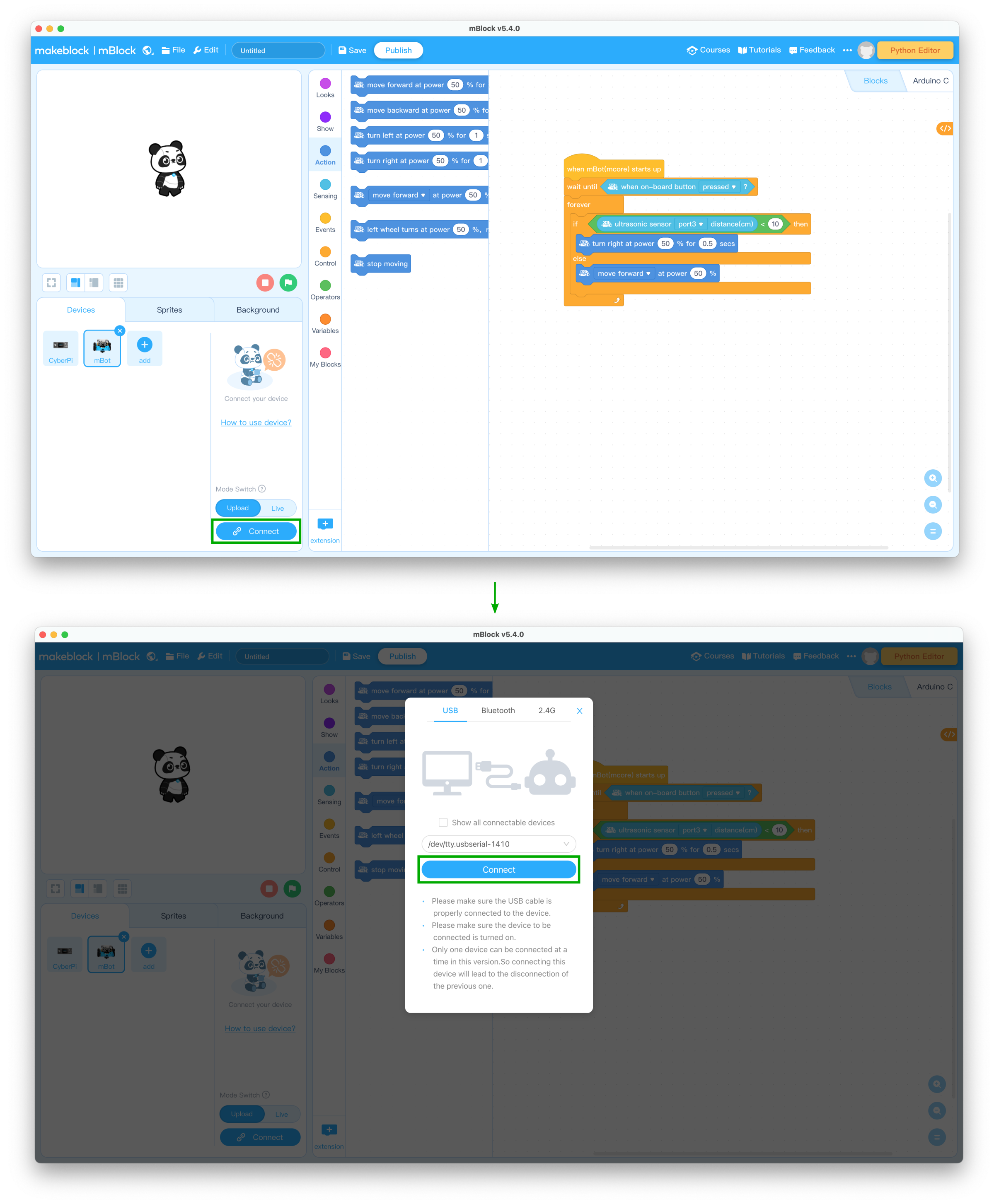 Connect to mBot