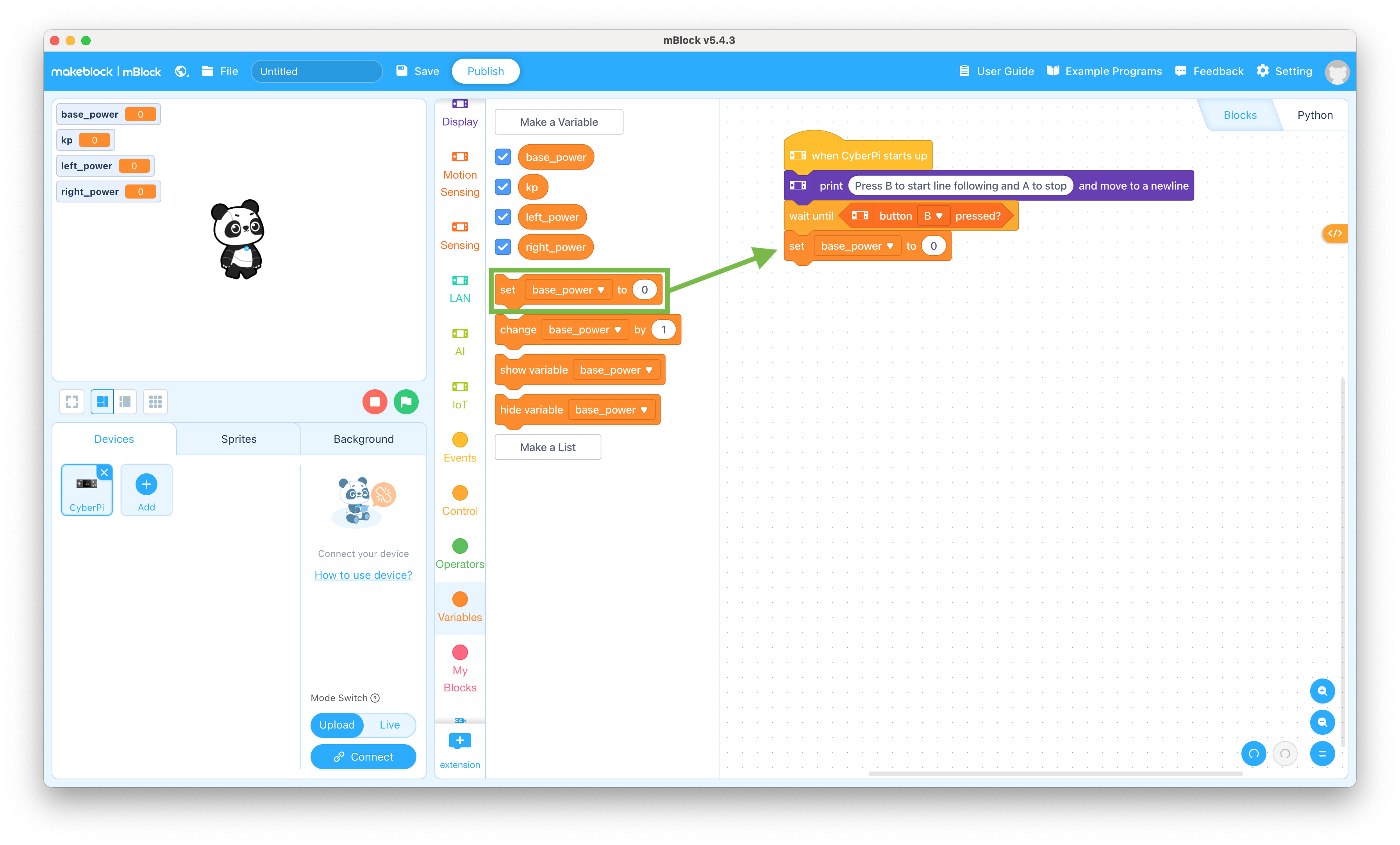 Set variable block