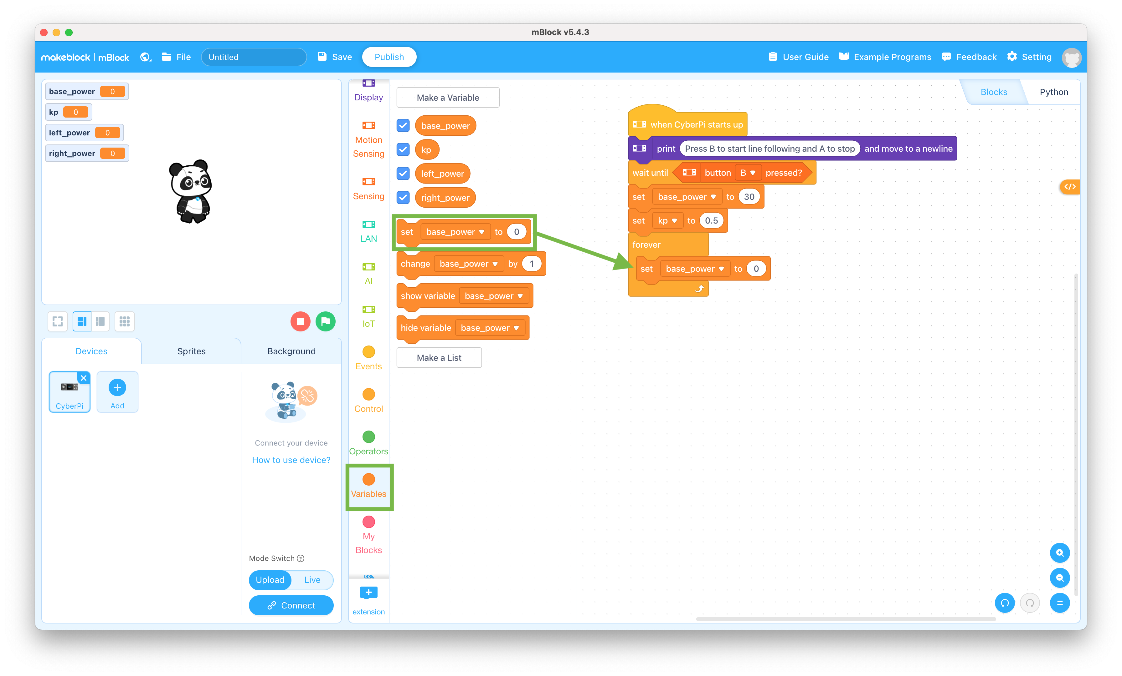 Set variable block