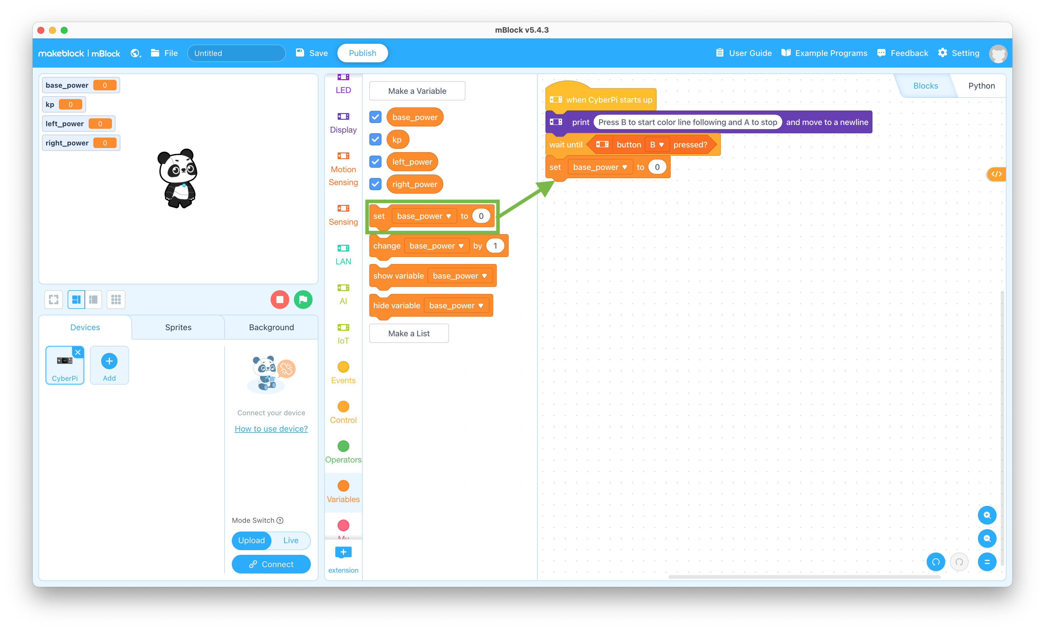 Set variable block