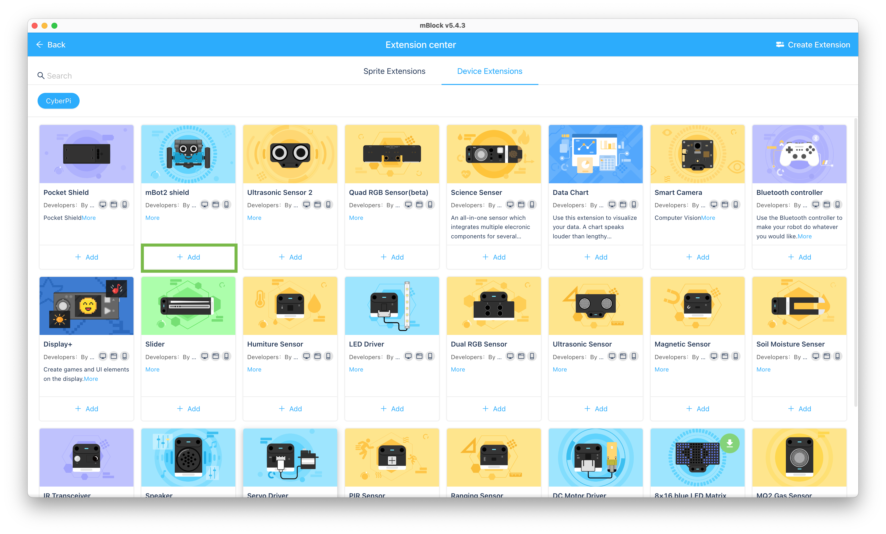 Select mBot2 extension