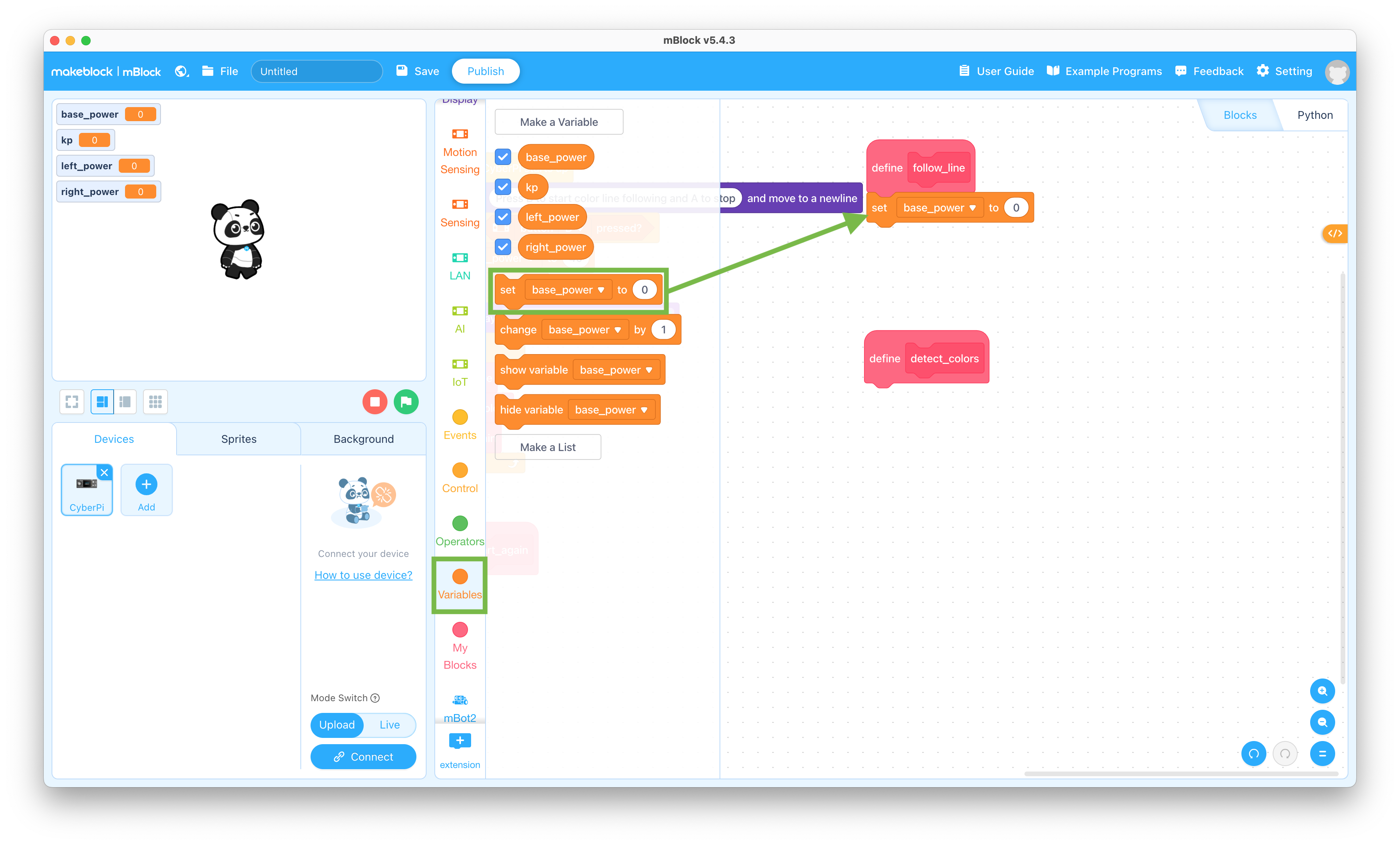 Set variable block