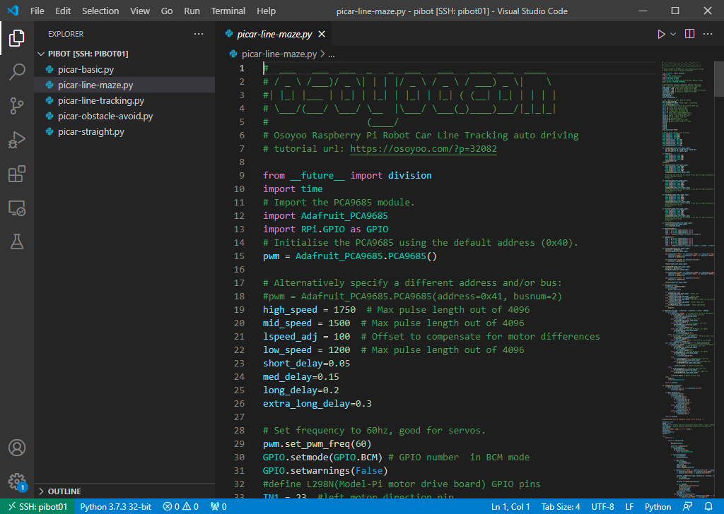 VSCode picar-line-maze.py