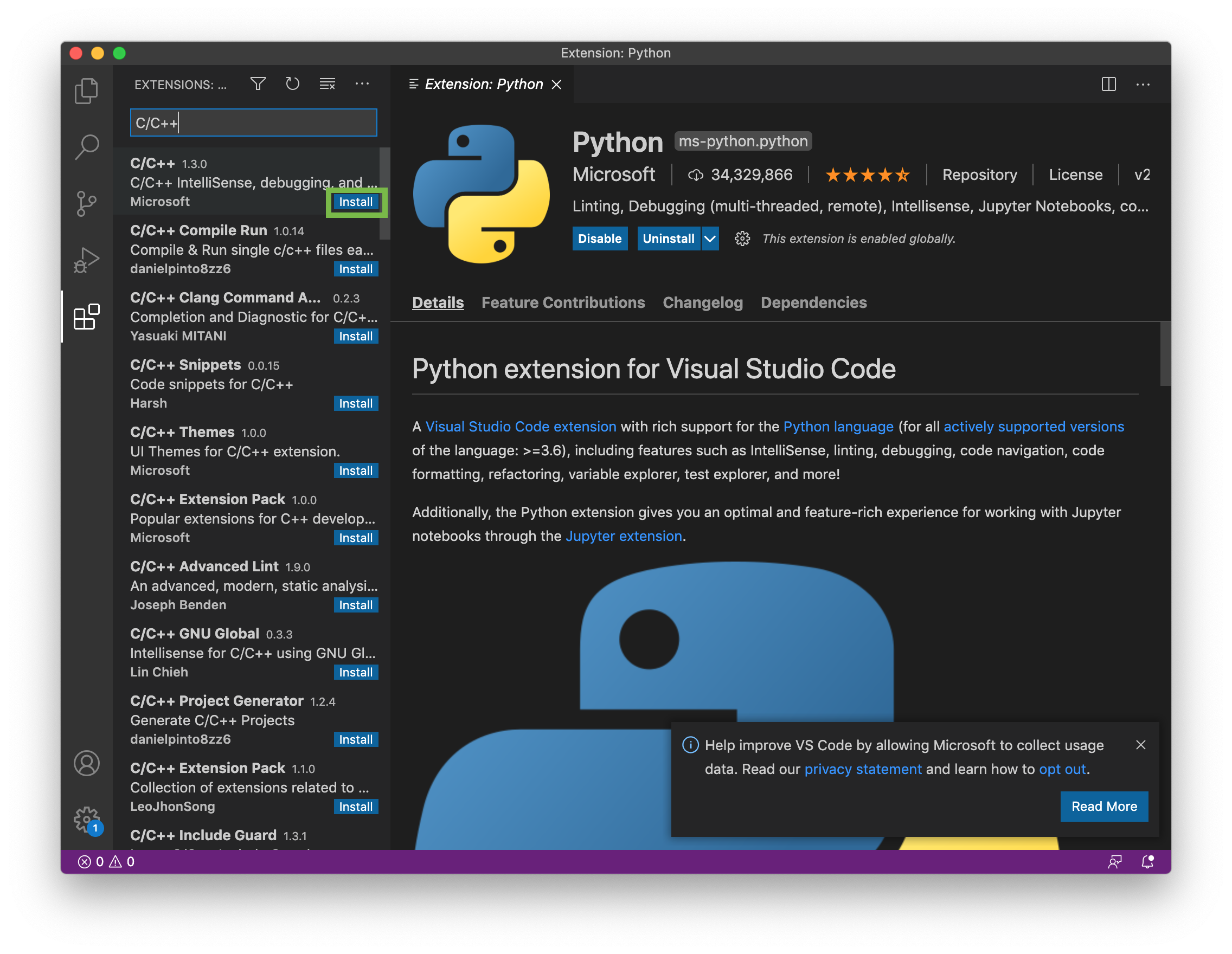 VSCode Extensions - C/C++ Install