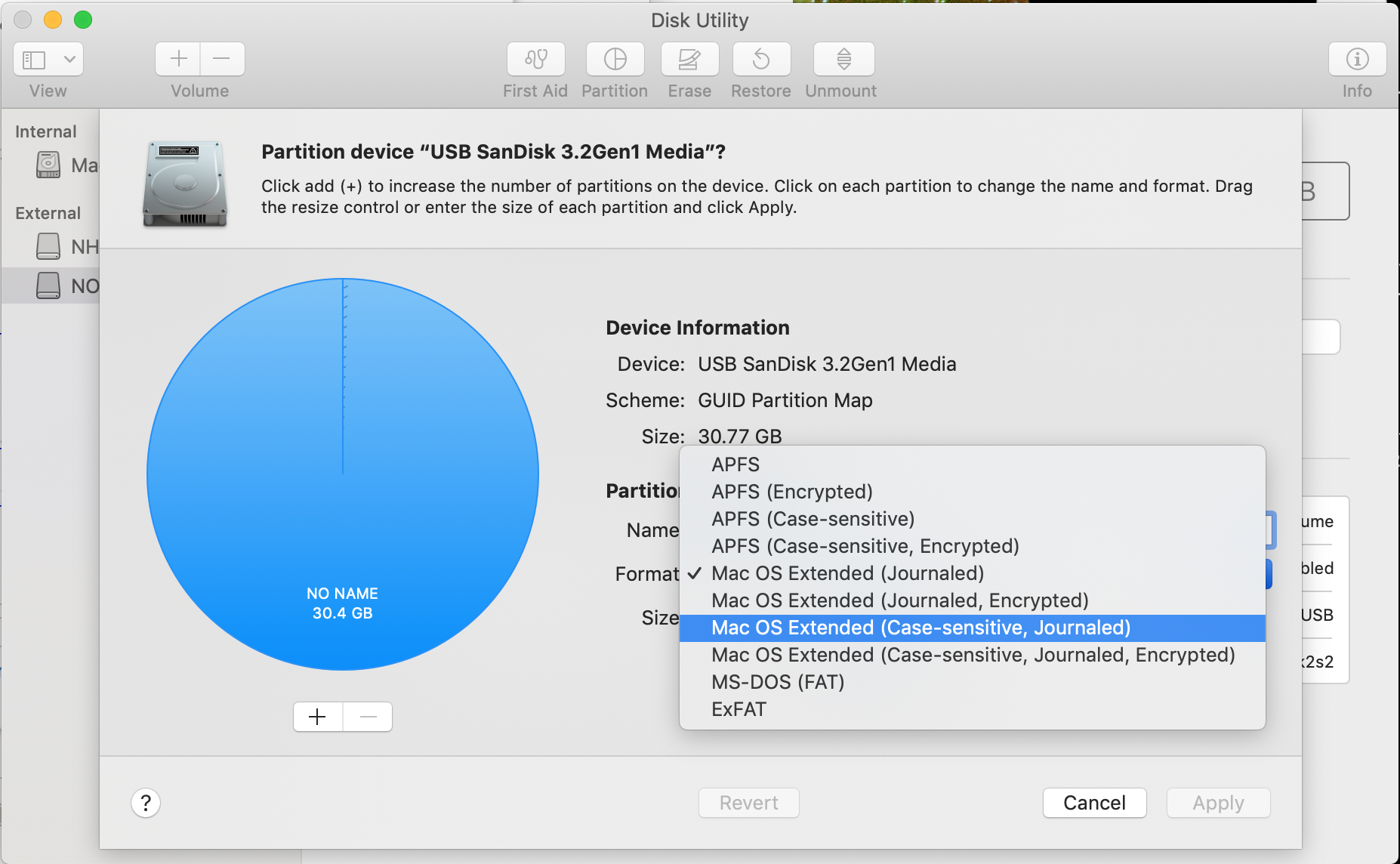 MacOS partition format