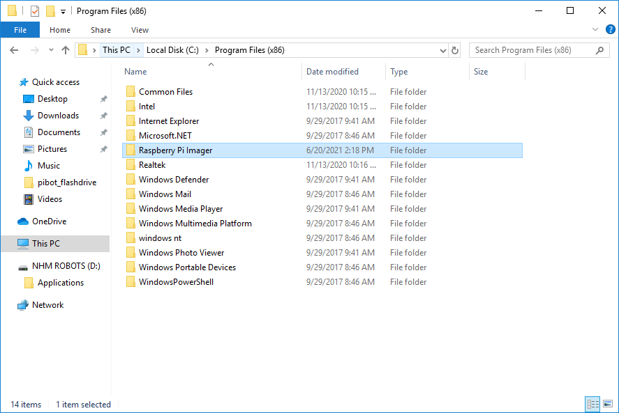 Raspberry Pi Imager Folder