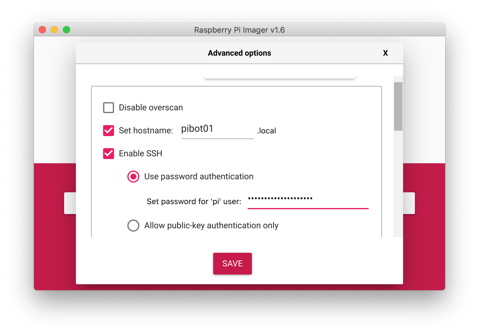 Advanced options - SSH