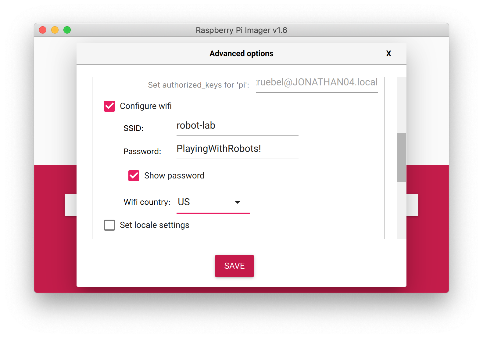 Advanced options - Wifi