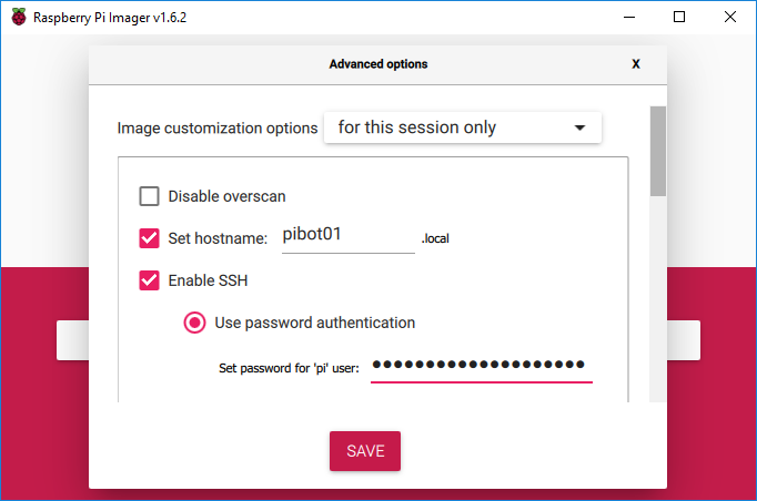 Advanced options - SSH