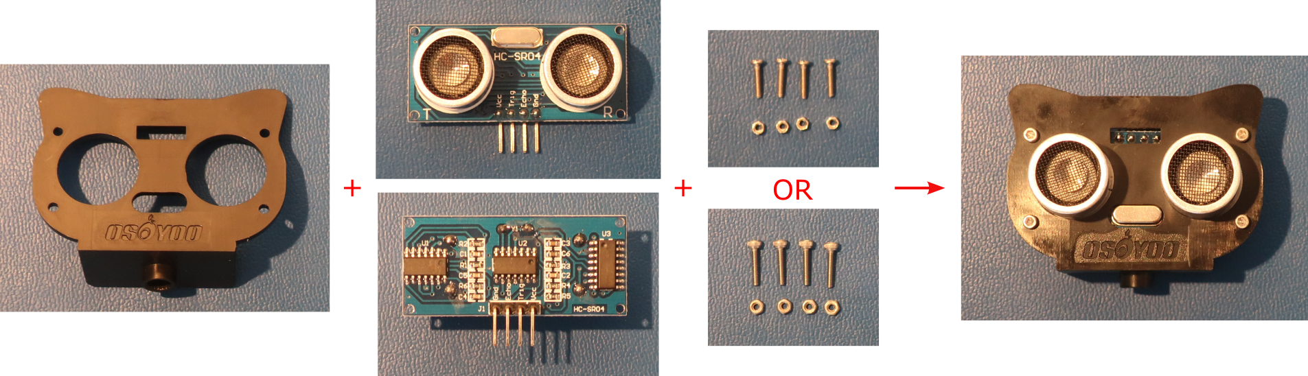 Install ultrasonic distance sensor to holder