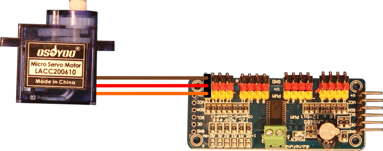 Micro Servo Motor to PCA9685 wires