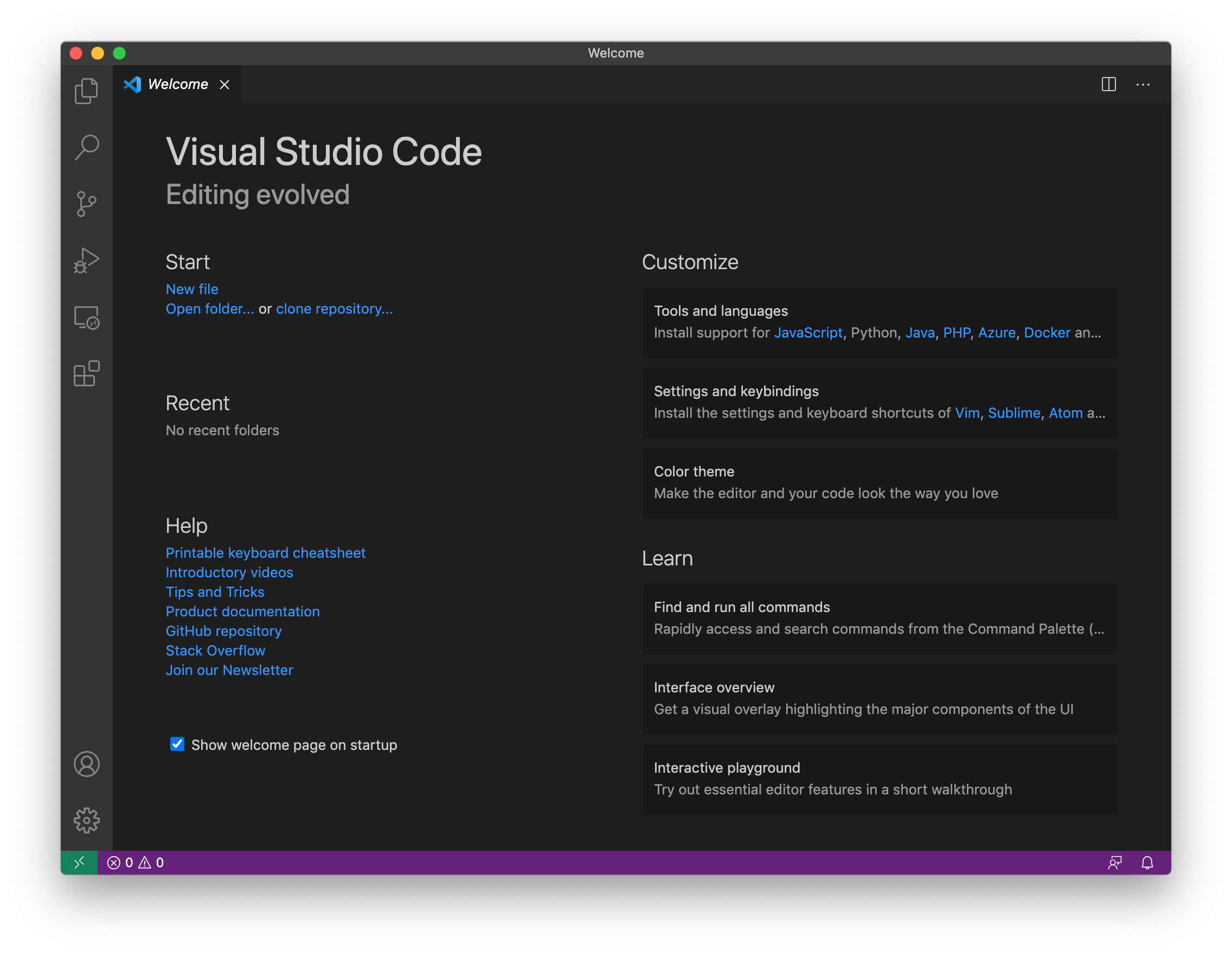 VSCode Main Screen