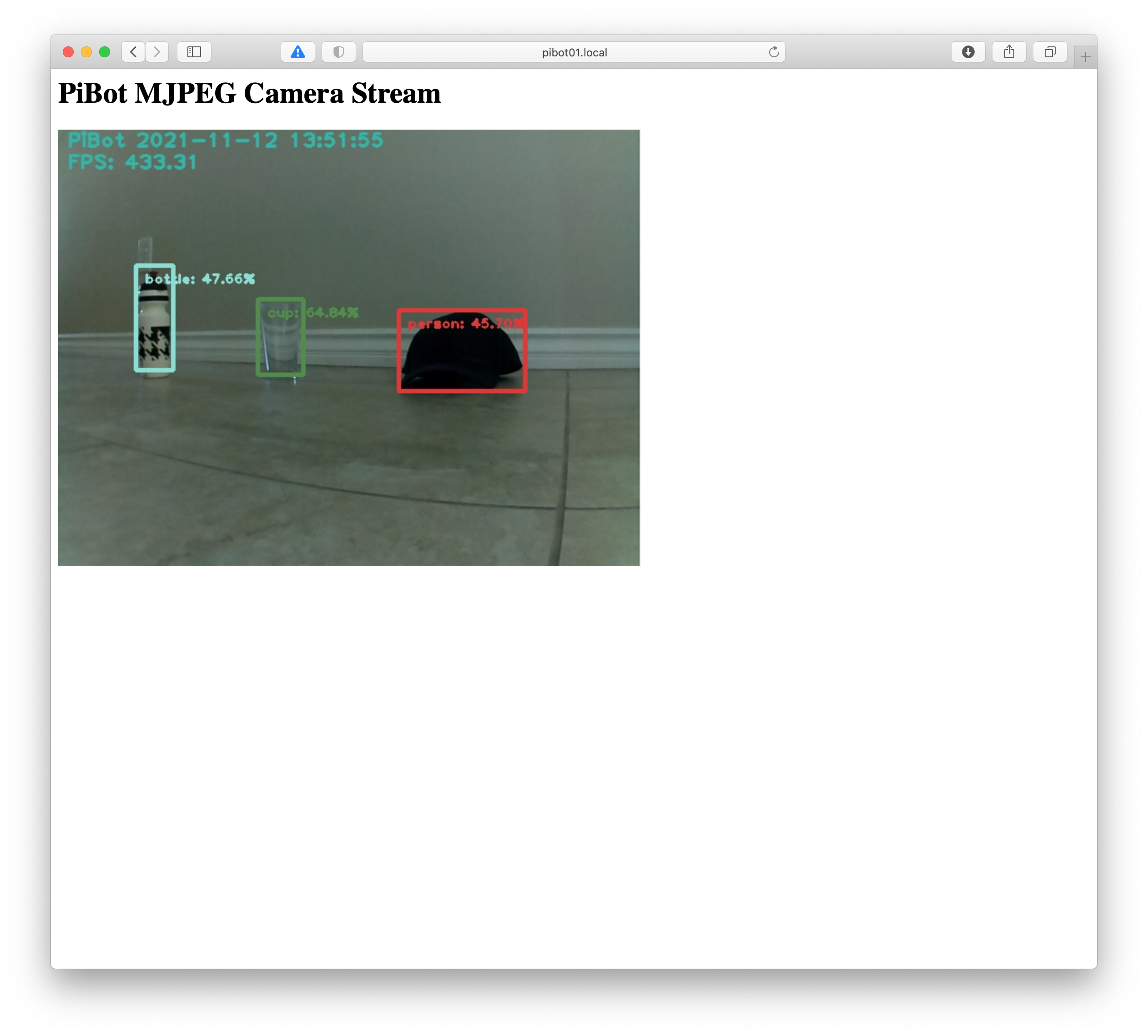 Object Detection MJPEG streamer Test